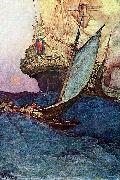 Howard Pyle An Attack on a Galleon USA oil painting artist